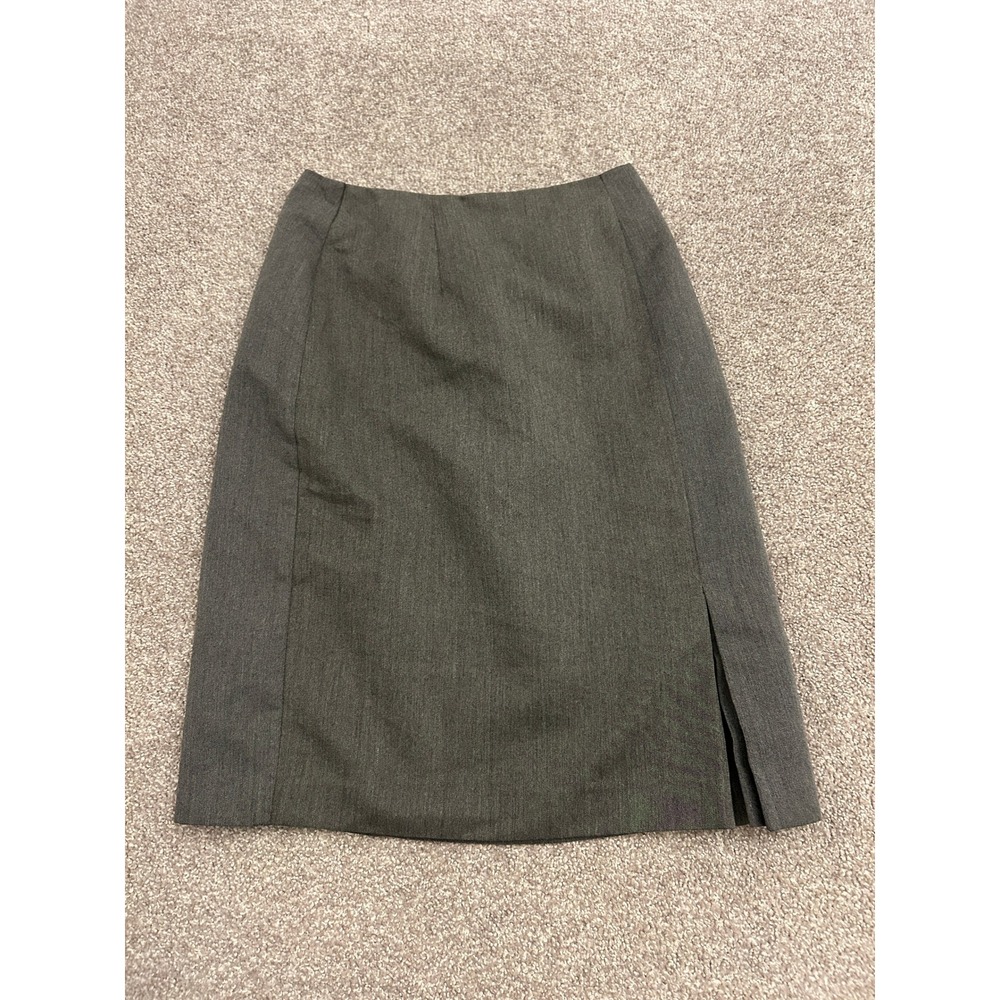 Academia VTG Pencil Skirt Womens 8 Gray Excellent Side Slit Career Wear Office